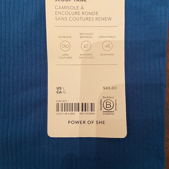 Athleta Renew Seamless Scoop Tank Teal blue NWT size large - Picture 2 of 5